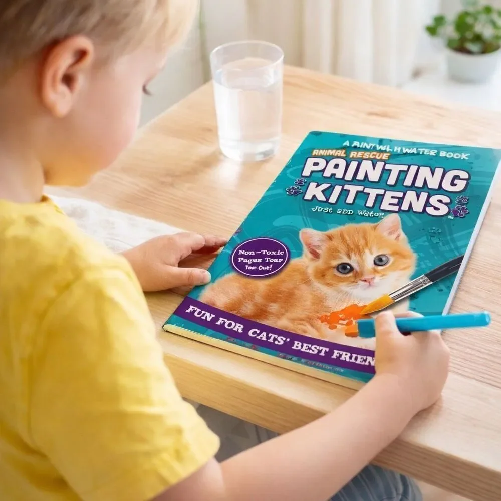 Animal Rescue Painting Kittens Paint With Water Book Kids Activity Reusable Art